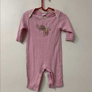 Charming Pink Kids Footie with Floral Design vintage